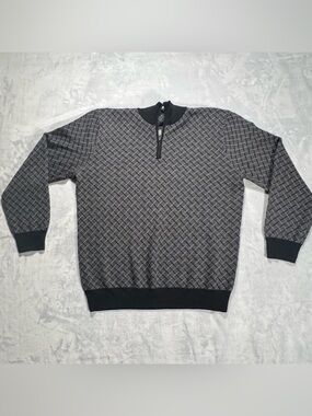 Jos A Bank Signature Collection XXL Merino Wool Quarter Zip Sweater Gray